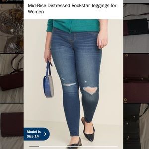 Old Navy pullon rockstar mid rise distressed jeans